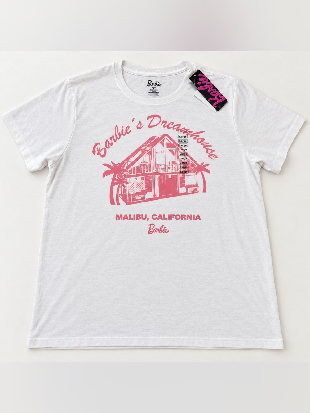 Barbie Dreamhouse Malibu California Graphic Tee White Large NWT